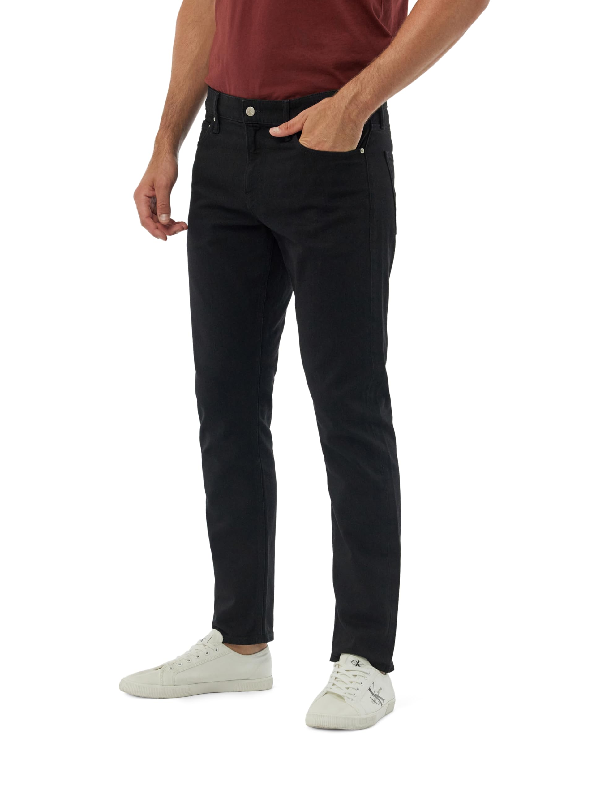 Calvin Klein Uomo Jeans Slim Fit Vita Media, Nero (Denim Black), 34W/32L