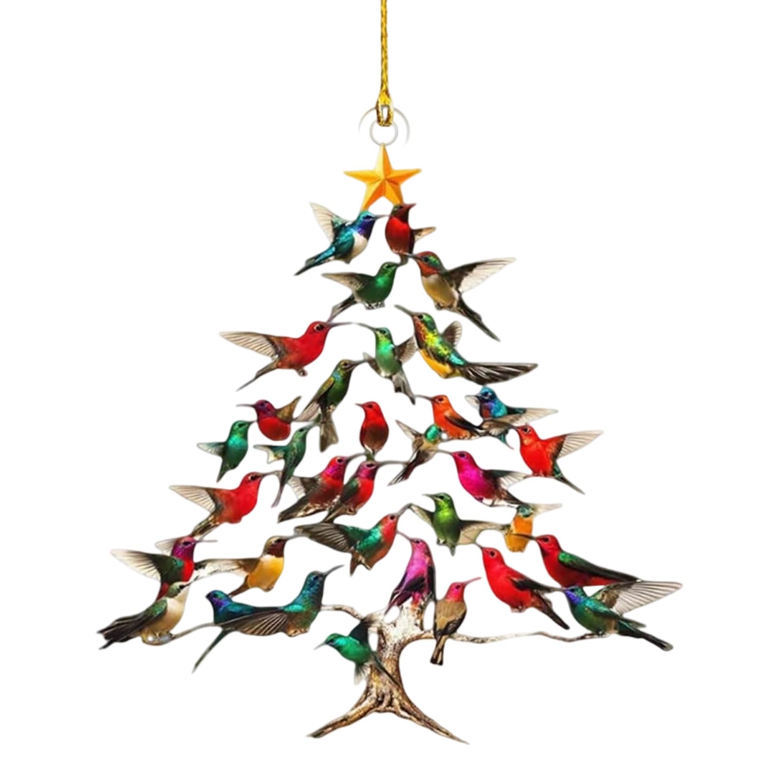 Voqghtu Multicolor Hummingbird Christmas Ornament, Colorful Stack Humming Bird Home Decor, Winter Humming Bird Stacking Tree Ornamen, Hummingbird Lover