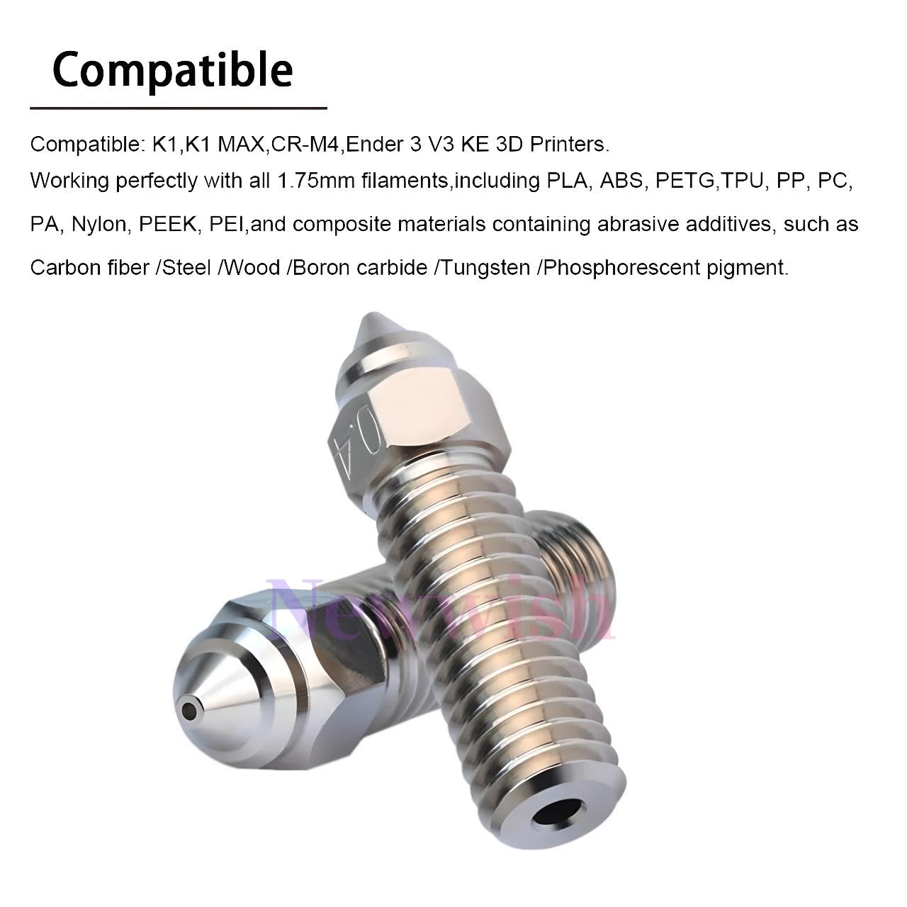 Ender 2 Stück V3 KE 0,4 mm Düsen für K1, K1 Max, CR-M4, Ender 3 V3 KE, CR-10 SE, 500℃ 3D-Drucker