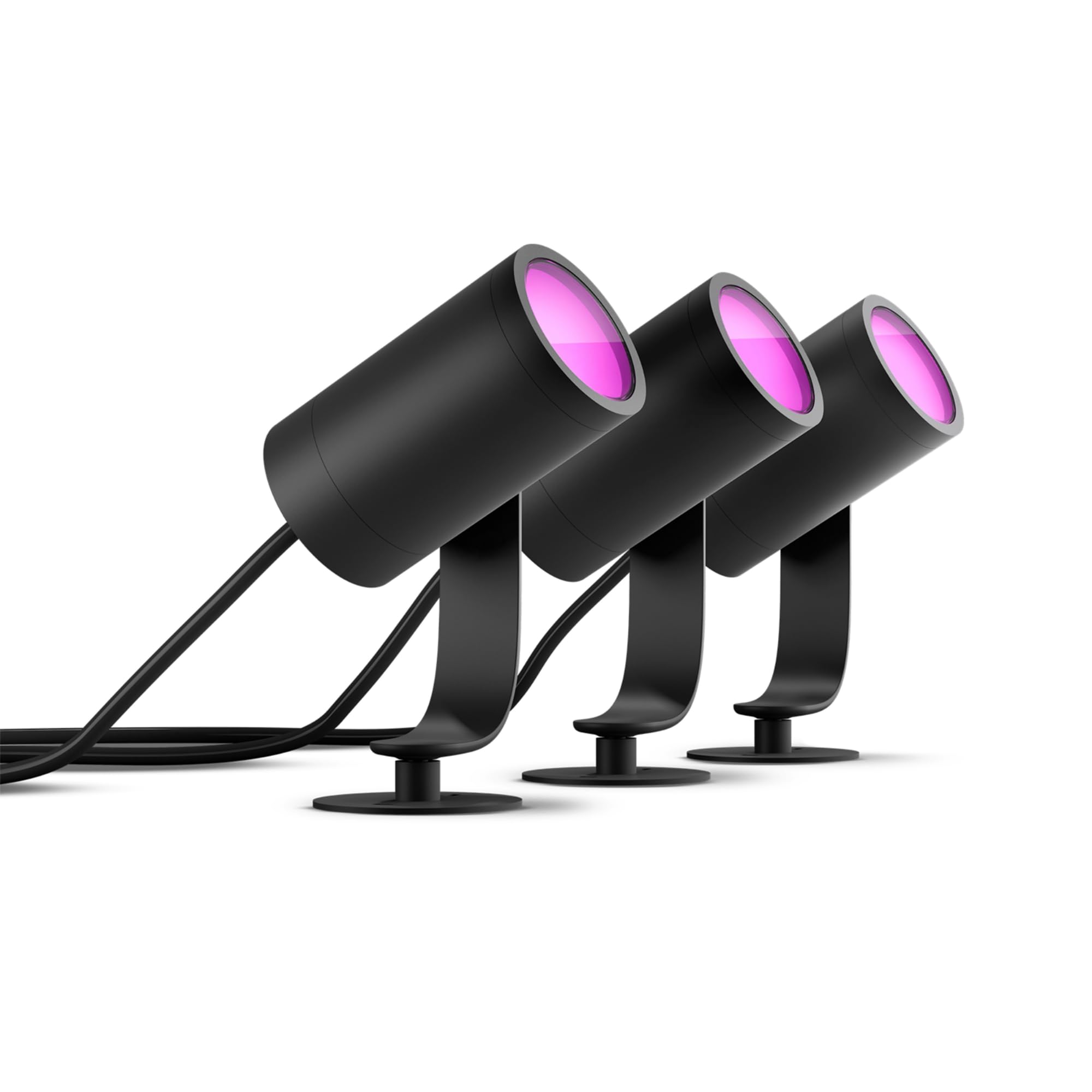 Philips Hue Lily Basis set mit 4 Gartenstrahler (Anthrazit) - Weißes und Farbiges Licht - inkl. 1 Stromkabel - Gartenbeleuchtung - Hue White and Color Ambiance