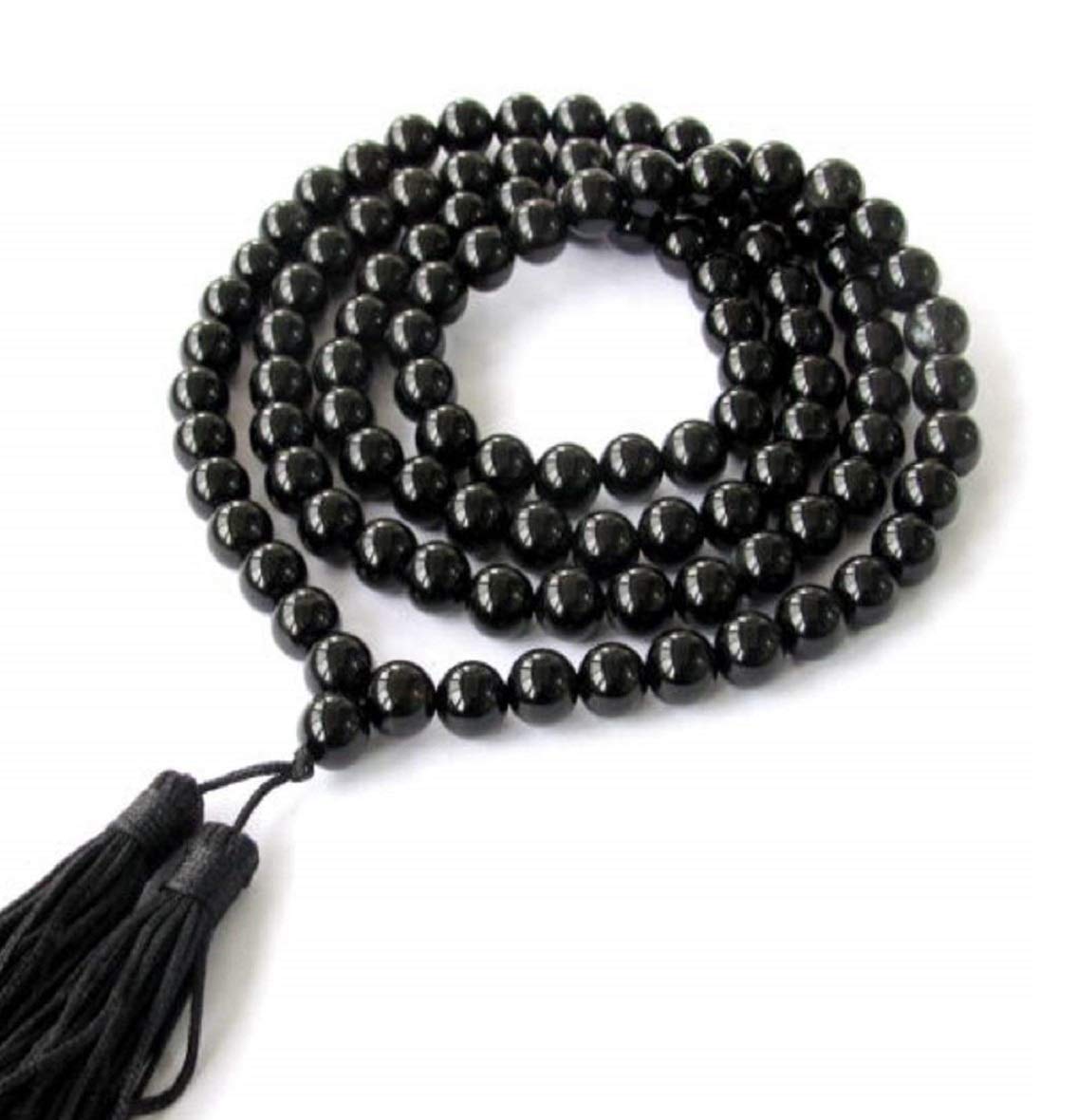 Raviour Lifestyle Agate Hakik Mala 108 Beads for Kali & Maha Bhairav Japa Mantras (Black) Hakkik Mala for astorlogical Purpose-image-20