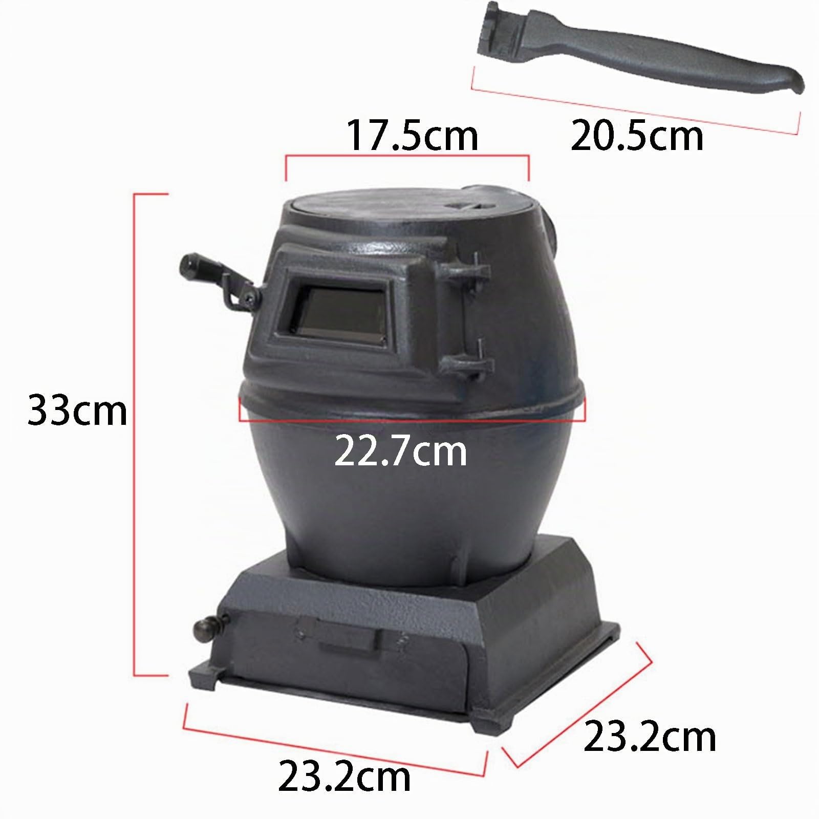 Poêle à Bois en Fonte Rechaud Camping Mini poêle à Charbon avec Fenêtre de Visualisation Chauffage Multi Combustibles pour Faire Bouillir L'eau