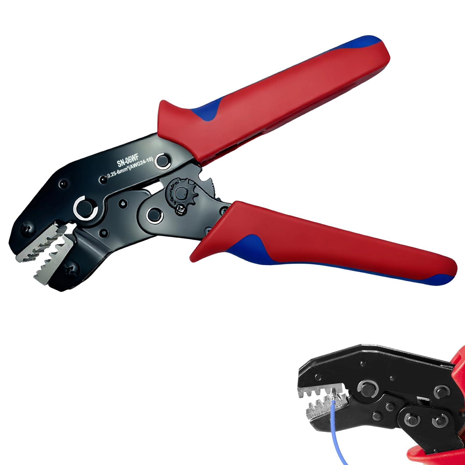 Pince à sertir cliquet AWG24-10 0,25-6mm² pour cosse non isolée auto