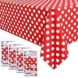 💓【Paquete incluido】4 manteles de confeti de plástico con puntos rojos, 274 cm de largo x 137 cm de ancho, adecuados para todos los tamaños de mesas rectangulares de 1,8 m a 2,4 m. Nuestros manteles de plástico son lavables e impermeables y se pueden usar tanto para fiestas en interiores como al aire libre. . Los manteles de plástico están todos decorados con atractivos lunares rojos. Añade un toque elegante y moderno a cualquier fiesta. Elección perfecta para todas las fiestas temáticas.