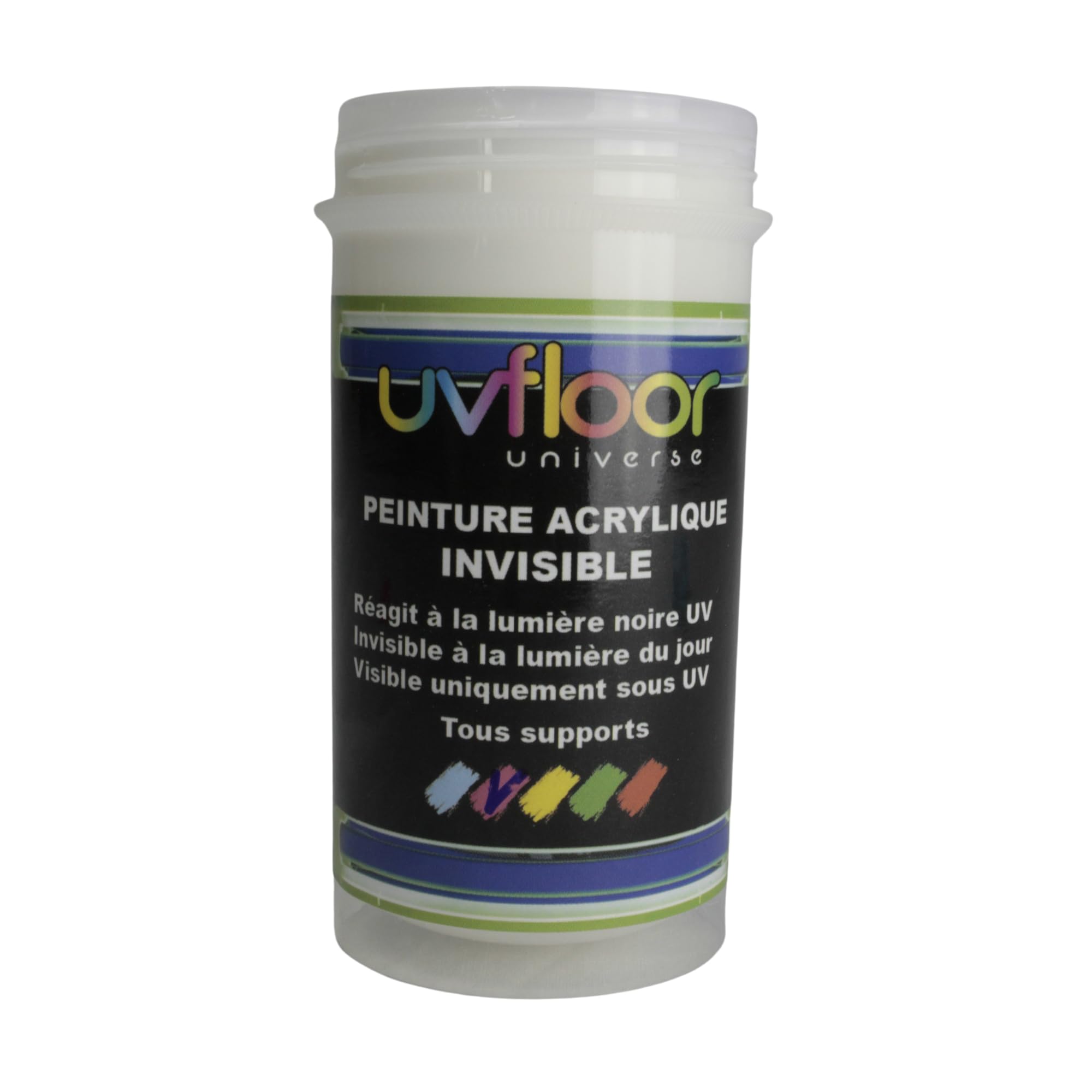 UV FLOOR - Peinture UV Invisible Rouge Fluo - Spéciale Lumière Noire Et Ultra Violet 365nm - Fluide Et Ultra Pigmentée - 100ml