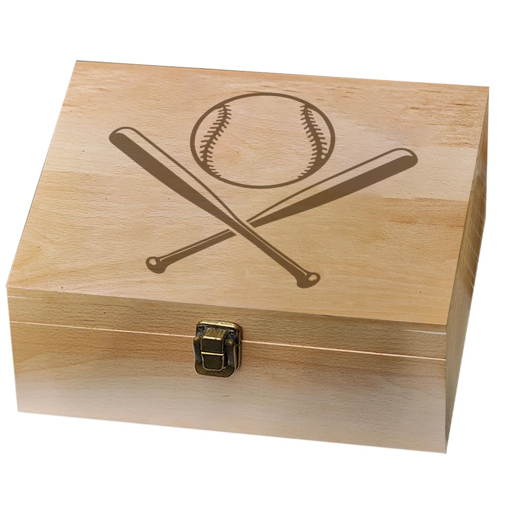 arricraft Baseball Theme Wooden Memory Keepsake Box