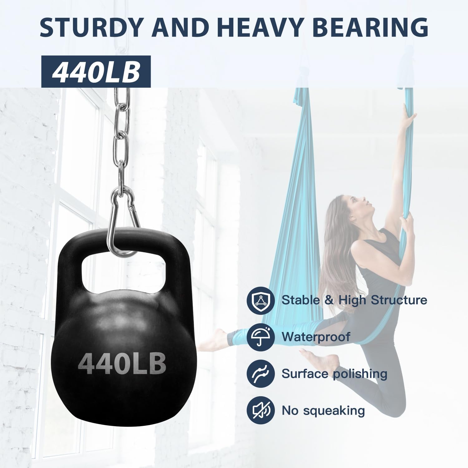 KOMUSMO 2 Pack Hanging Chair Chain with 4 Carabiners, 26in Stainless Steel Heavy Duty, 440LB Capacity, Playground Swing Set Hanging Kits Hardware for Hammock Swing Punching Bags Sandbag Boxing 3 611BgwGcJRL. AC SL1500