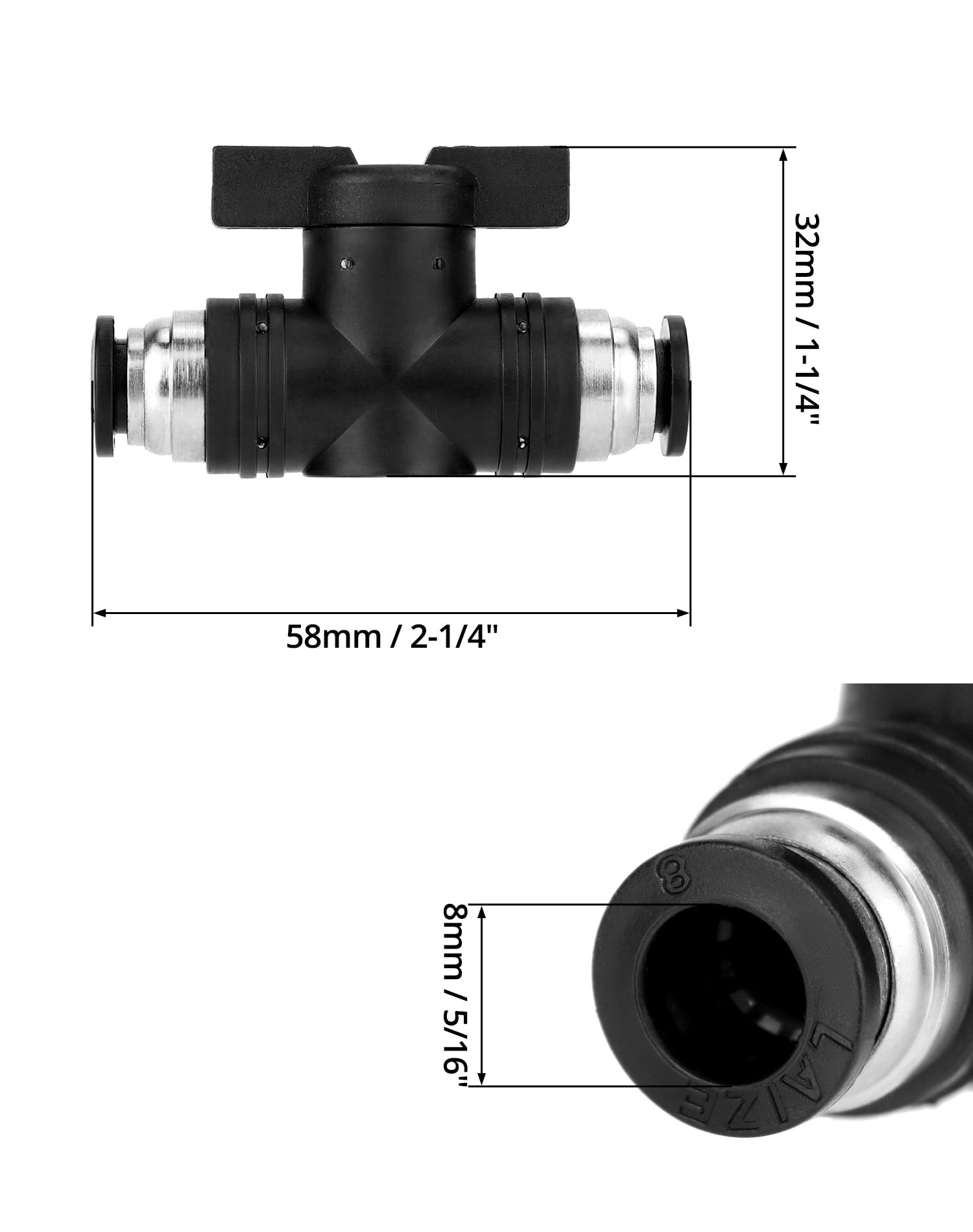 QWORK® 5 pezzi Connettore pneumatico valvola pneumatico, attacco rapido aria compressa per il collegamento rapido di tubi pneumatici (Ø8mm)