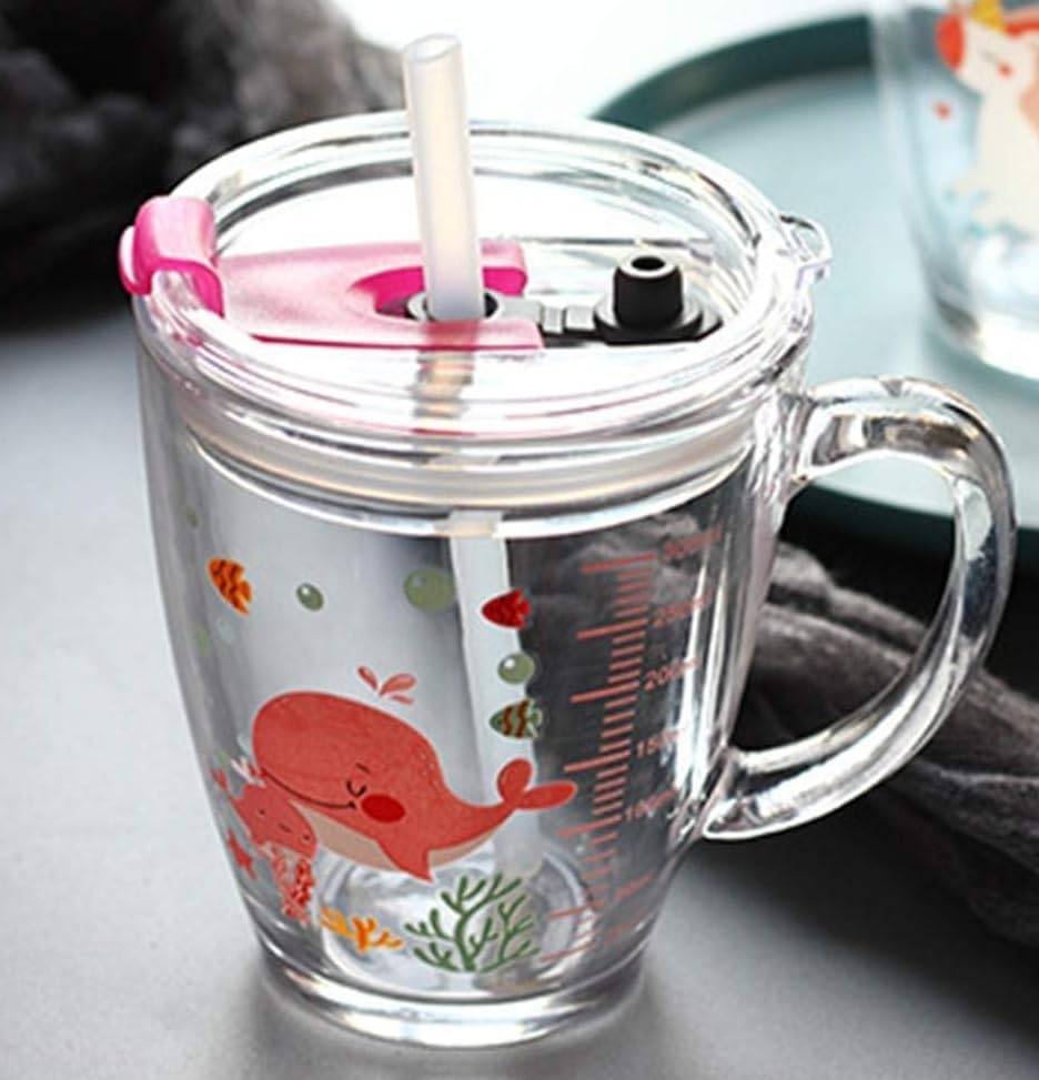 SIQITECH Bicchiere per acqua da 300 ml con manico per bambini, adulti