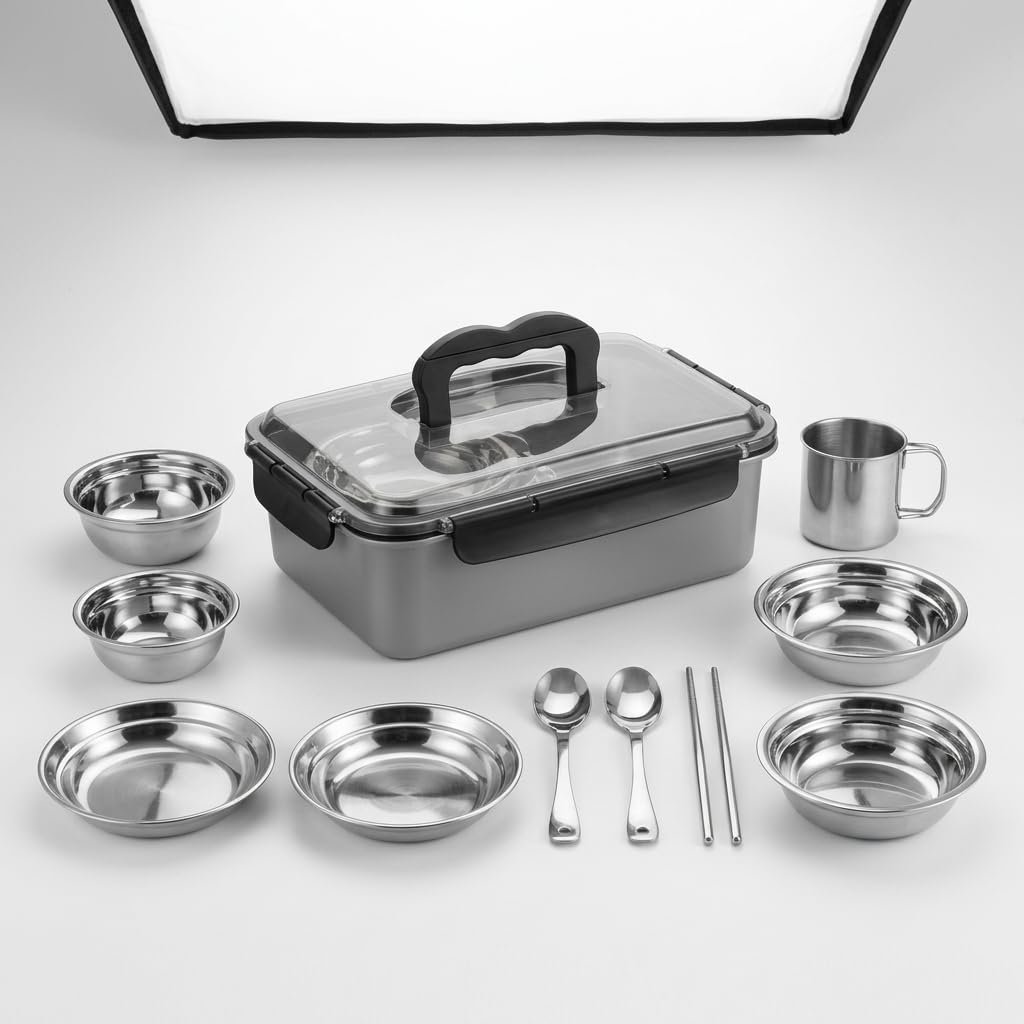 Service table camping inox réutilisable, Métalliques, Set Table Pique-nique, Aventures, Pour
