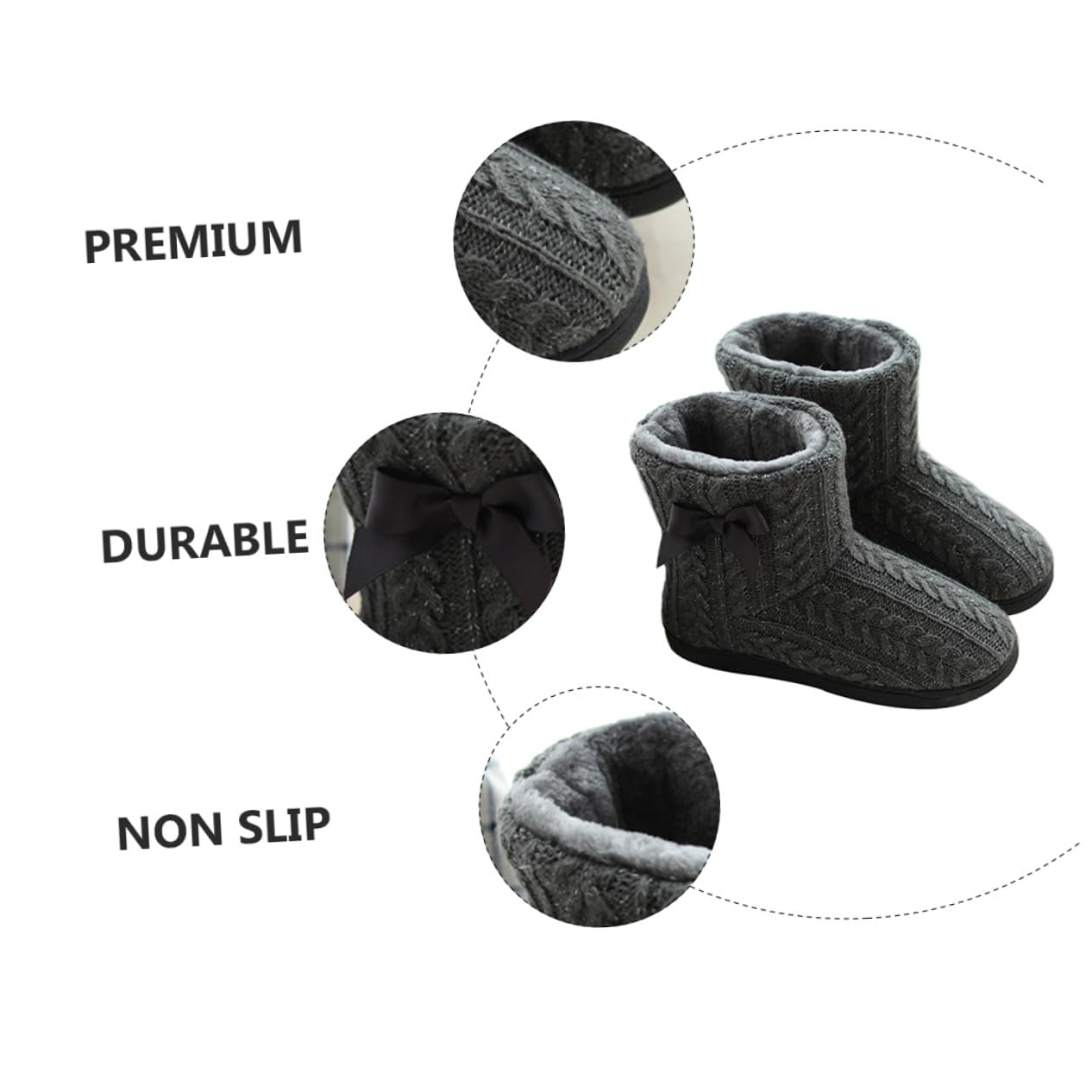 Botas de Casa para Mujer, Invierno, Punto, Suela Gruesa Antideslizante