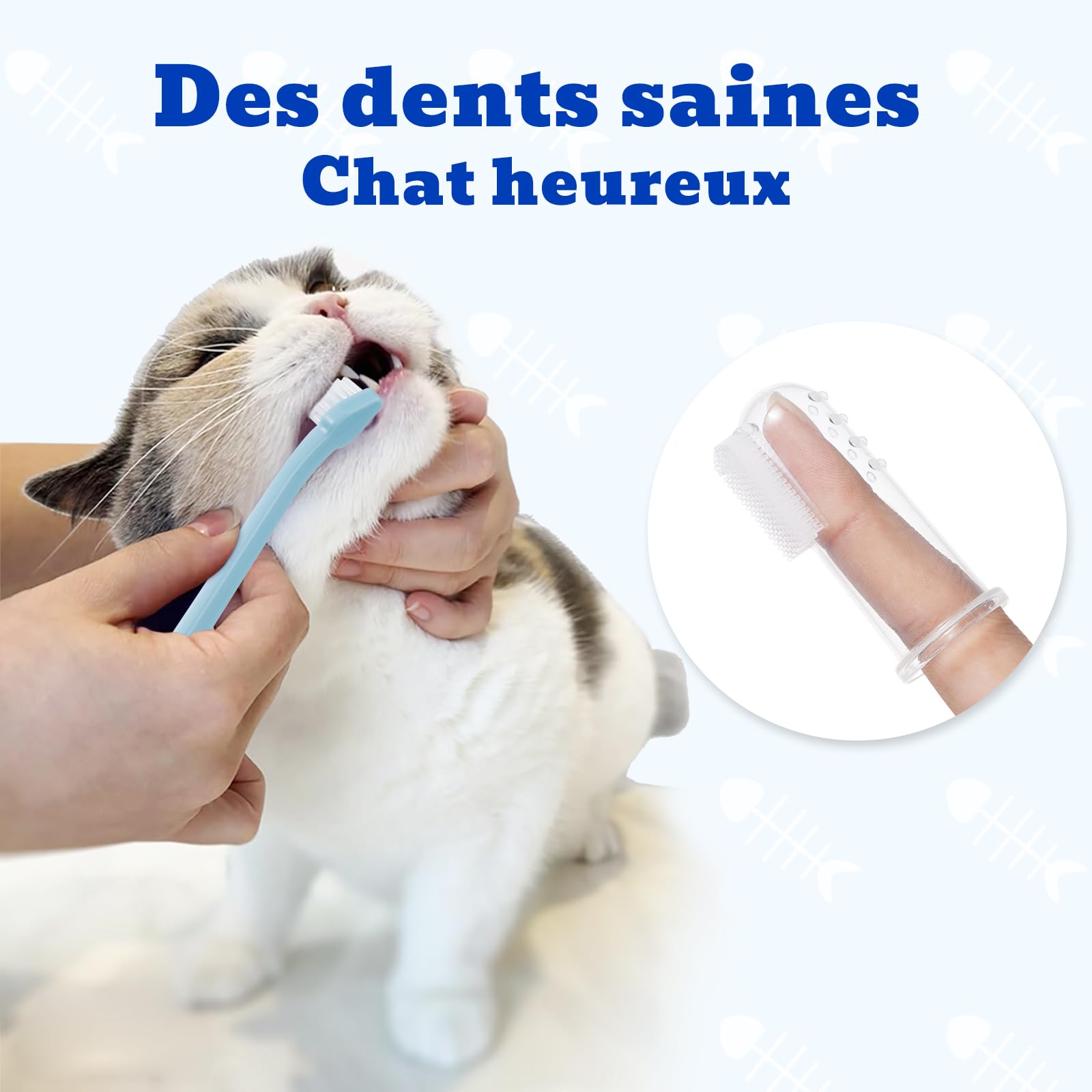 Dentifrice Chat, Goût de Thon, Inclus Brosse à Doigts et Brosse à Dents à Poils Souples, Formule douce pour haleine fraîche et soins dentaires, 30g