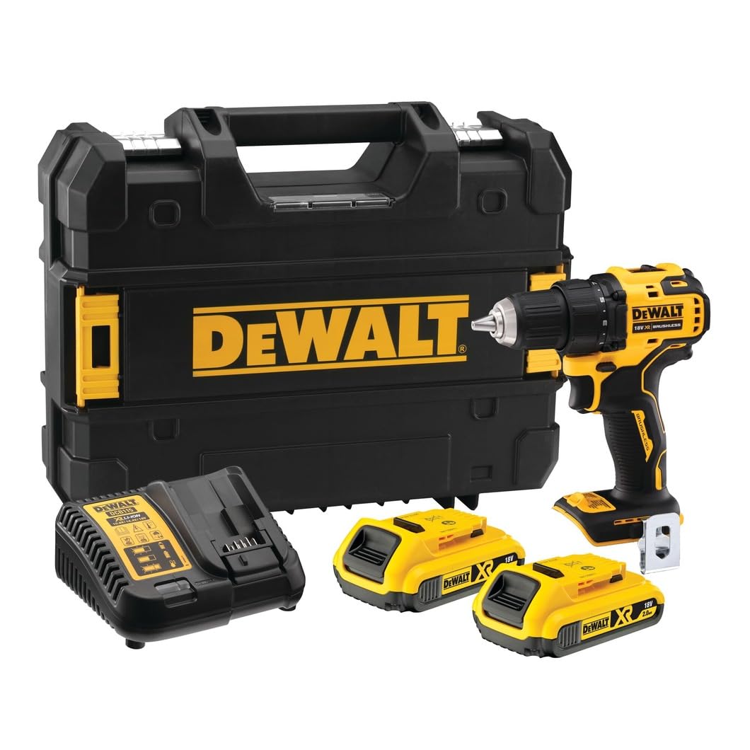 DeWalt DCD708D1T-QW 18V XR Brushless - Taladro atornillador inalámbrico (65 Nm, 2 marchas, portabrocas de 13 mm, 1 batería de 2,0 Ah, cargador y maletín TSTAK)