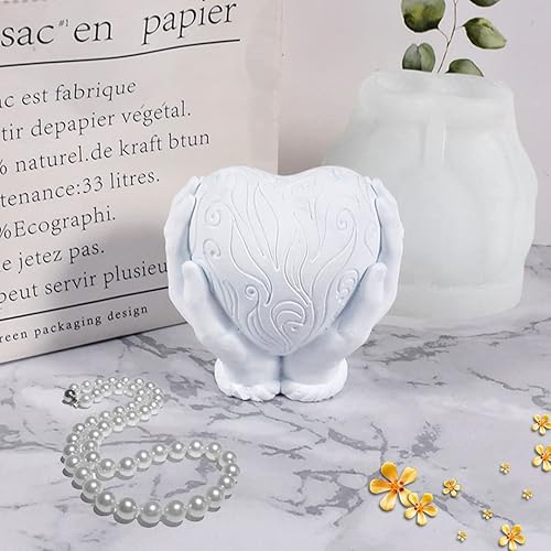 Miniatura 8 de Zayookey Molde de resina de corazón de mano, moldes de silicona para velas de corazón, regalo del día de San Valentín, vela 3D, molde de resina