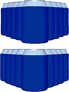 PartyPrints 25 Pack Royal Blue Blank Can Cooler Sleeves, Customizable Bulk Insulated Foam for Beer, Collapsible Plain Drink Holder, Cold Soda Insulator, 12oz Regular, 16oz Tall Cans
