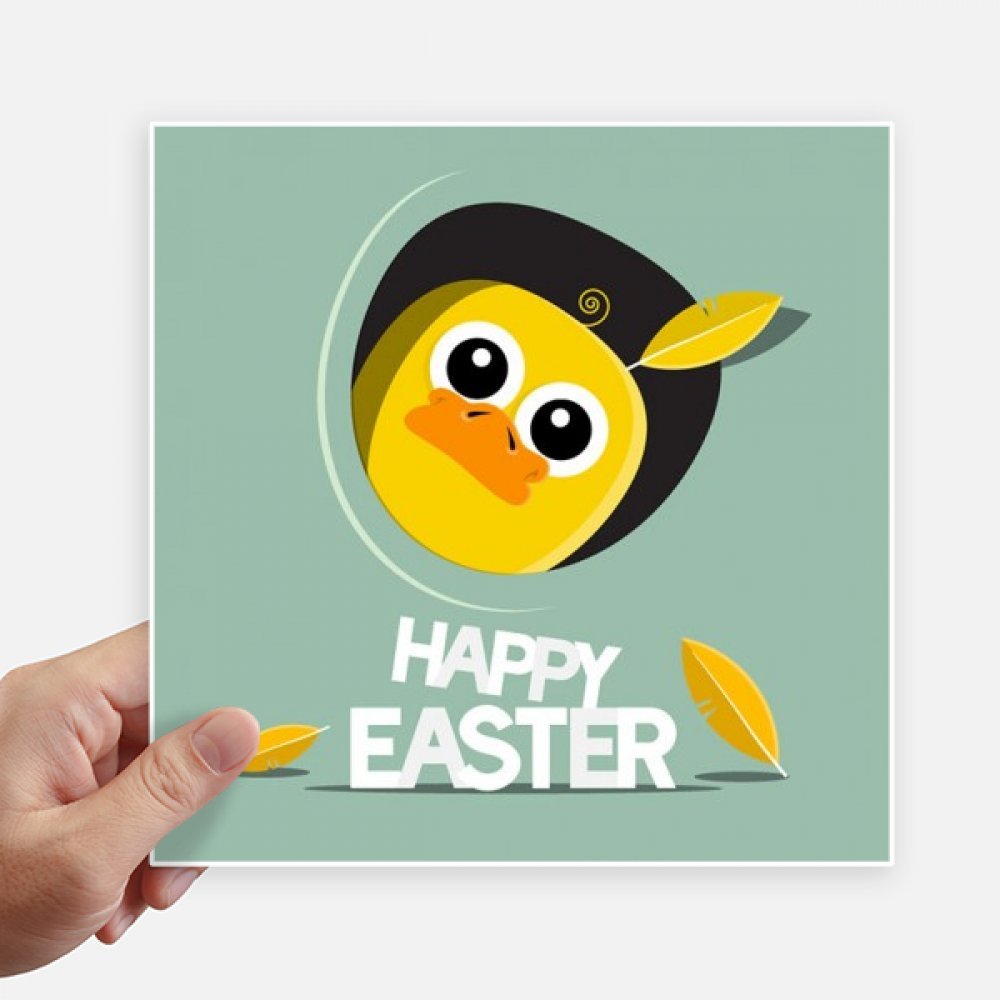 Décalcomanie Pâques poulet jaune autocollant moto mur ordinateur sticker carré multicolore 20cm