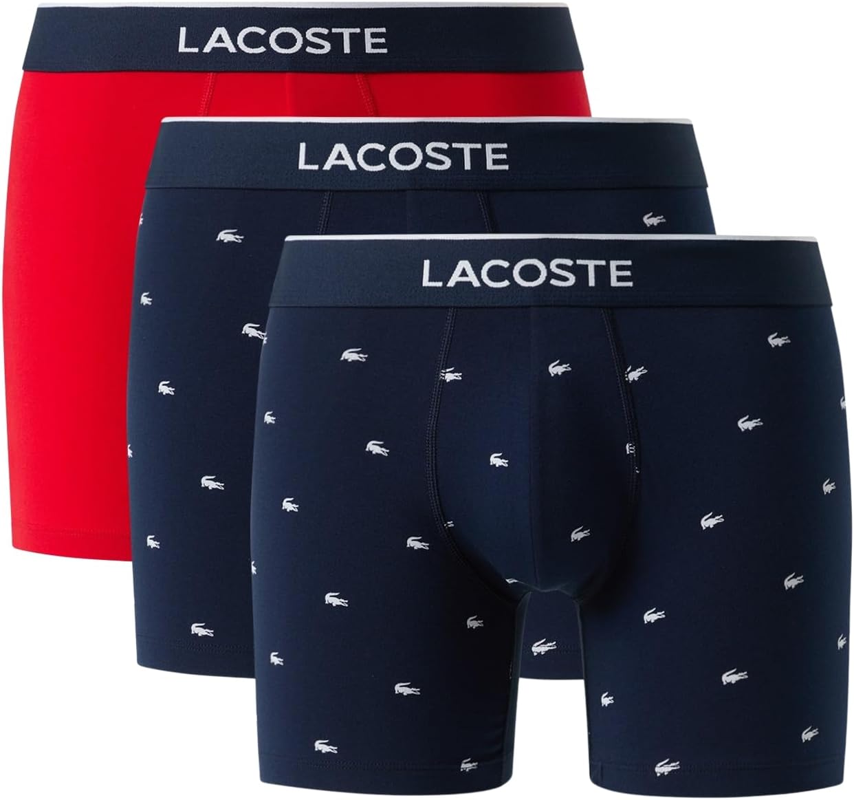 Lacoste mens Cotton Stretch Mini Croc Print Boxer Briefs, 3-pack (Amazon Exclusives)