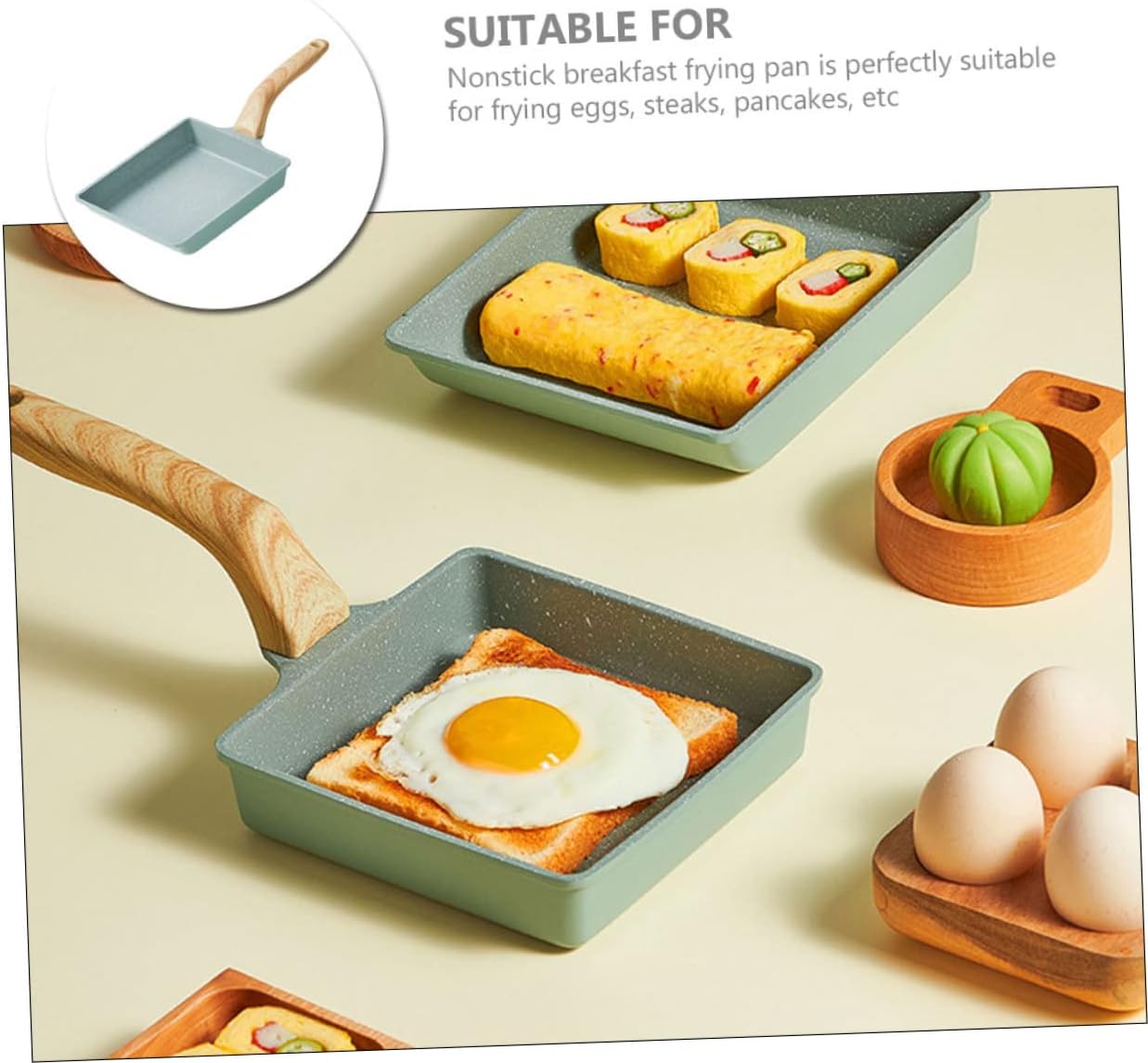 Japanese Tamagoyaki Frying Pan Non-stick Omelette Pan for Eggs and Steaks Rectangle Design with Handle Multi-functional Breakfast Cookware for Home Chefs