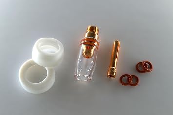 Furick Ally 5 Quartz Glass Cup Set for #17 and #18 Torch, 3/32 Slit Style Collet, CK & Non-CK Insulators, AC/DC, 200 Amp Rating (A517)