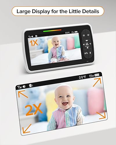 Miniatura 3 de Monitor de bebé con cámara y audio-video monitor de bebé con alcance de 960 pies, zoom panorámico remoto, visión nocturna, sensor de temperatura,