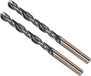 CoCud Twist Drill Bits, 6.2mm Cutting Edge, Titanium & Nitride Coated High Speed Steel 4341 Round Shank - (Applications: for Stainless Steel Drilling Machine), 2-Pieces