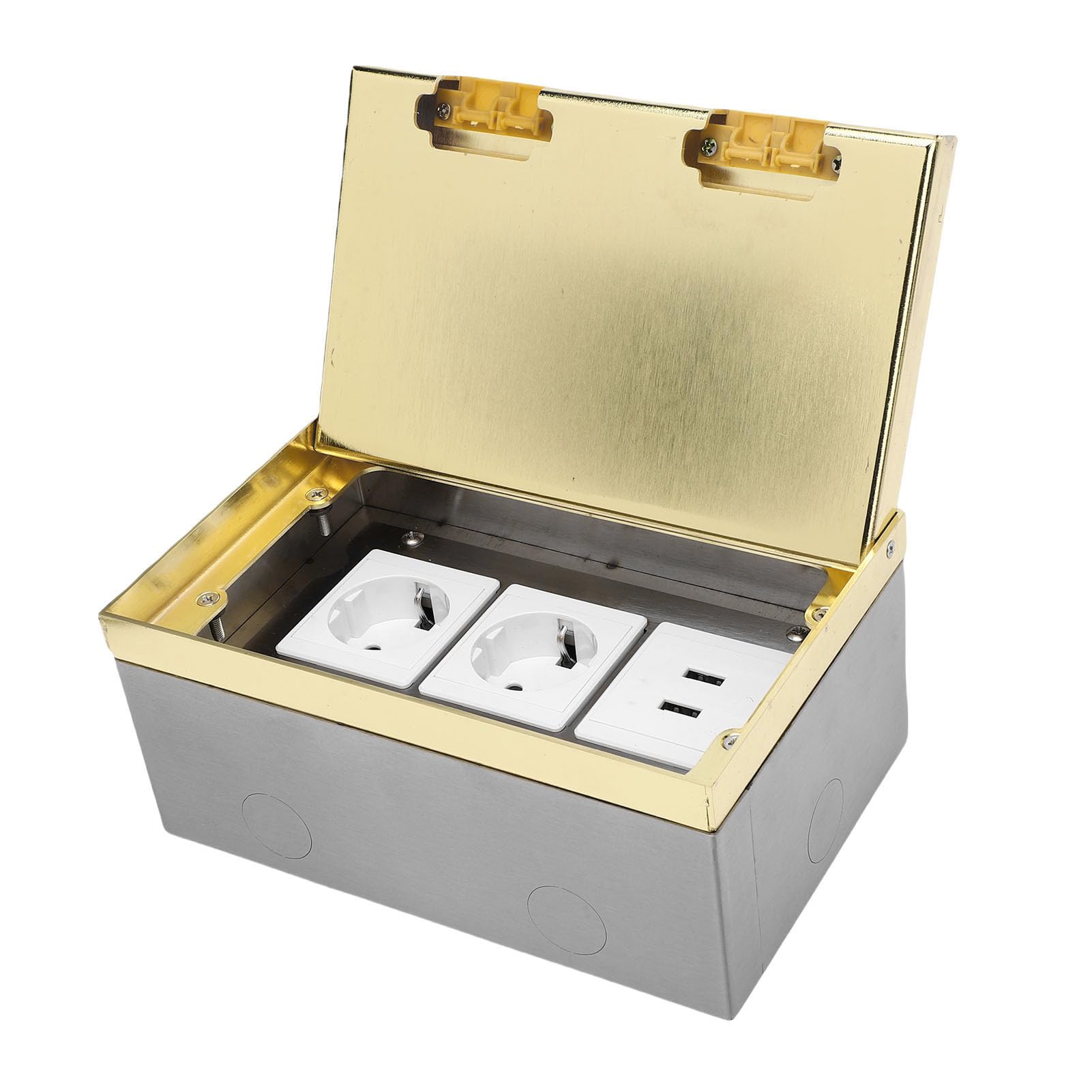 YWBL-WH Encastré Prise de Sol Kit, 2 AC & 2 USB Ports