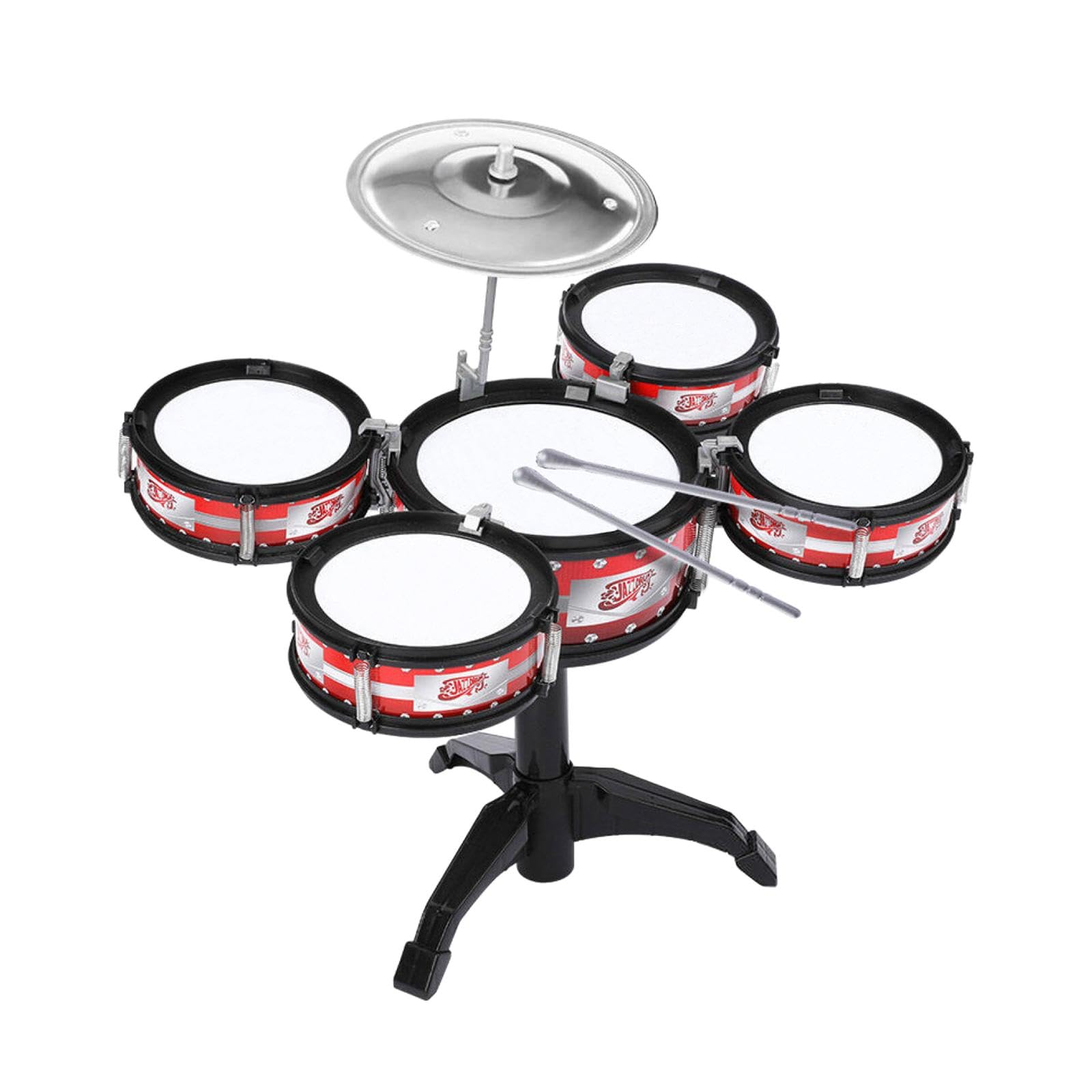 Luwecf Juego de Batería de Jazz para Niños Pequeños, Juego de Batería para Niños Principiantes, Juguetes de Percusión, Juguete de Batería de Simulación para , 5 Tambor