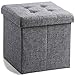 Produktbild Zedelmaier Sitzhocker mit Stauraum, Fußbank Truhen Aufbewahrungsbox faltbar belastbar bis 300 kg, Leinen, 38 x 38 x 38 cm (Dunkelgrau)