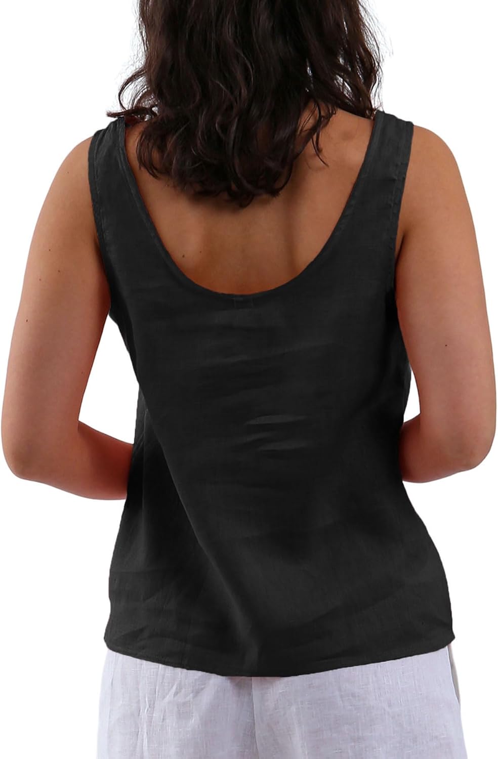 Amazhiyu Women's 100% Linen Tank Tops Summer Casual Sleeveless Scoop Neck Blouse - Image 2