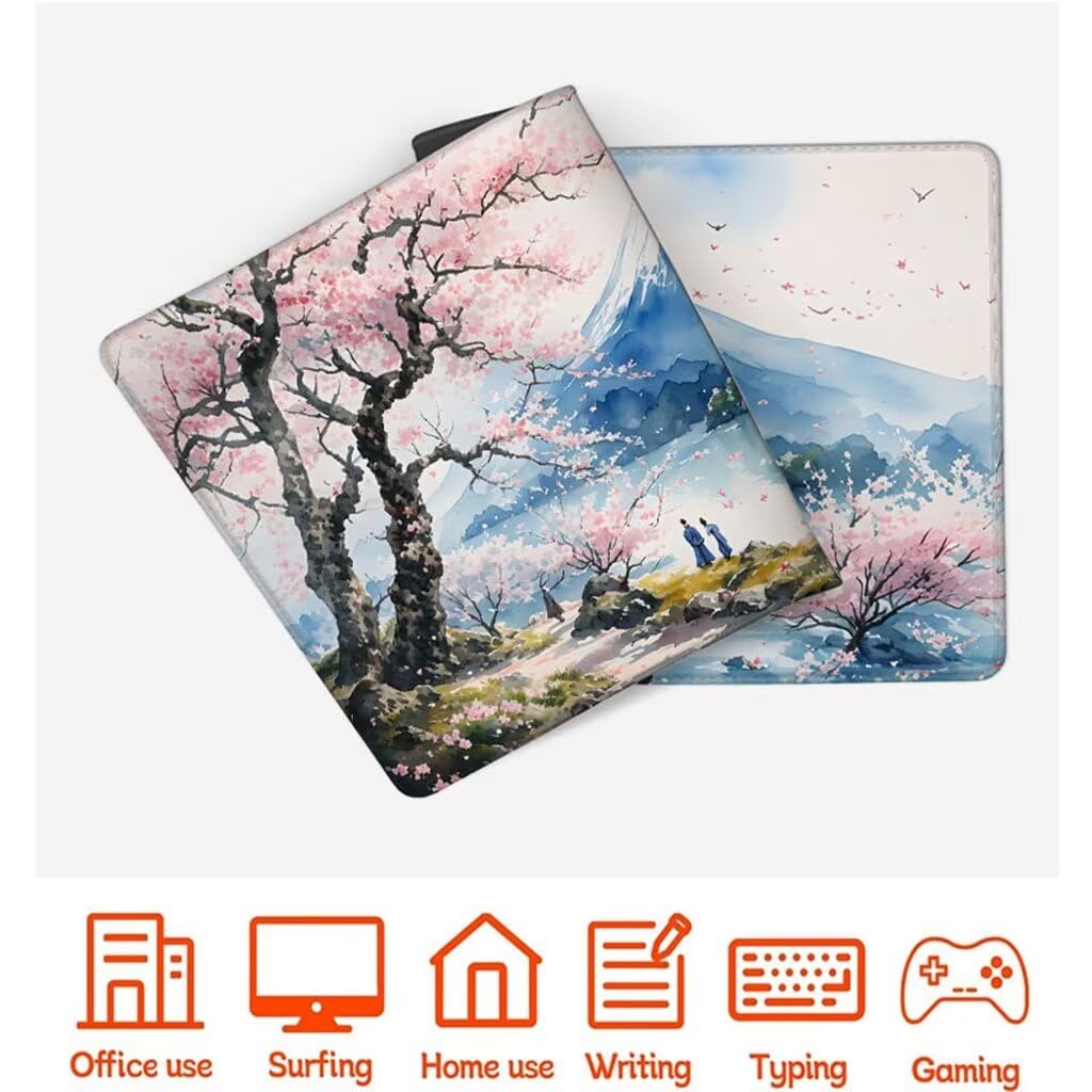 Podkładka pod mysz z kwiatami wiśni pod biurko, podkładka pod mysz XXL 1200 x 600 mm, podkładka pod mysz górską antypoślizgowa wodoodporna podkładka pod mysz, podkładka pod mysz z przeszytymi