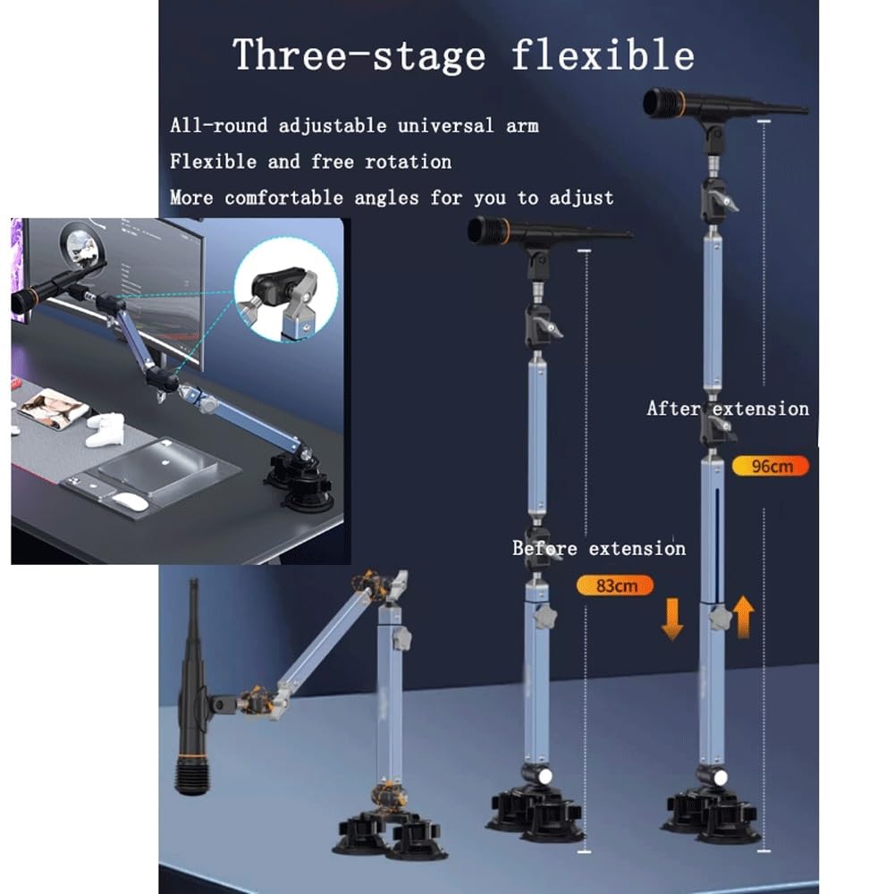 Support De Bras De Perche De Microphone, Bras De Micro Réglable À Profil Bas, Supports De Micro Rotatifs, Support En Porte-à-faux De Bureau For Studio D'enregistrement En Streaming De Podcast De Jeu