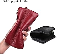 Vista 4 de GOIACII Carteras para mujer con bloqueo RFID, ultra delgado, de cuero real, tarjetero para tarjetas de crédito, embrague, rojo (4-2024-red)
