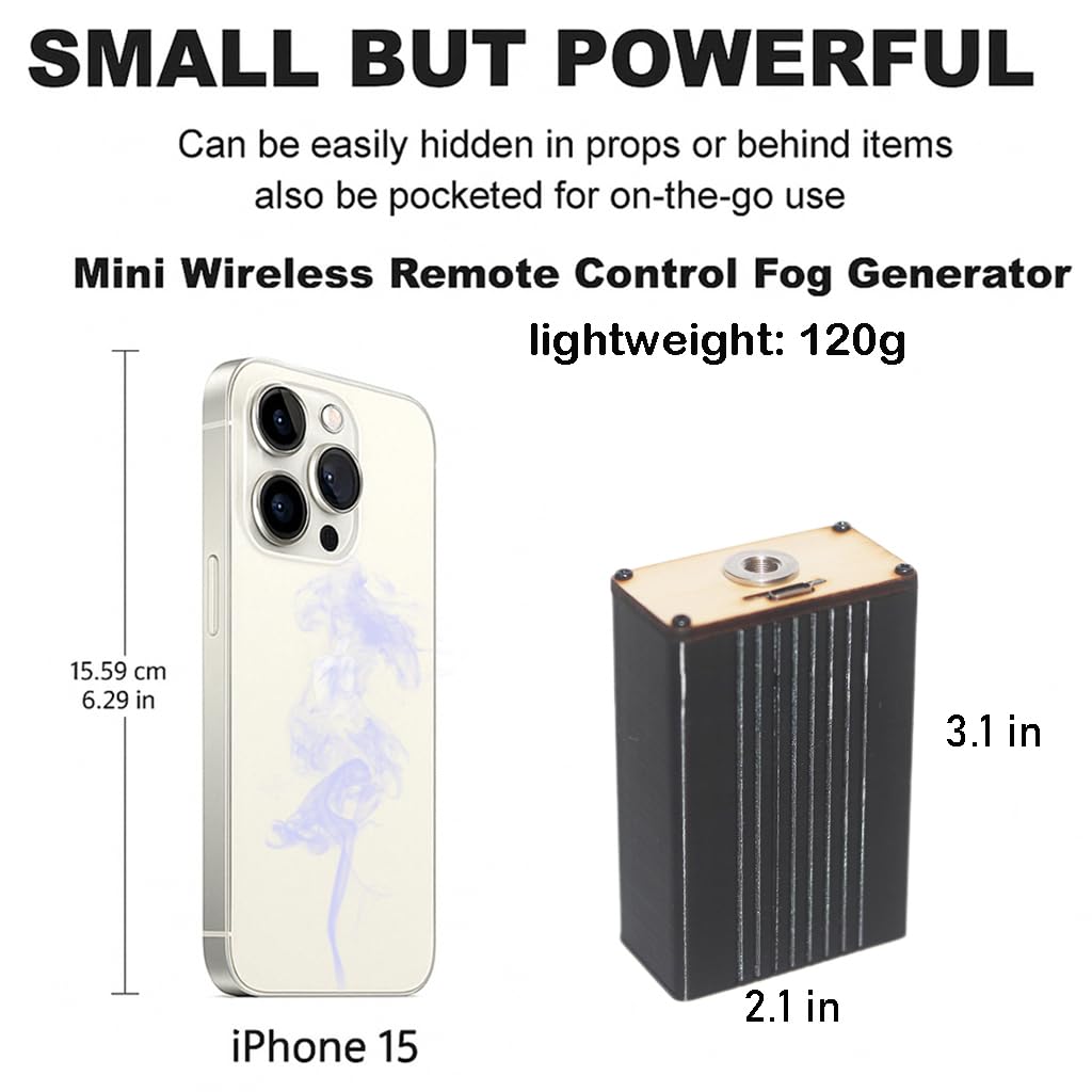 Macchina del fumo portatile e leggera con telecomando, per feste all'aperto, DJ, palcoscenico interno (regalo nero)