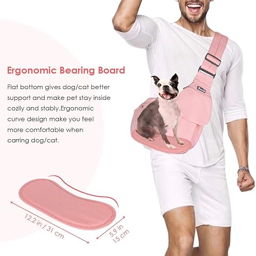 Miniatura 2 de Lukovee Transportador para perros, soporte inferior duro y correa acolchada ajustable suave para perros pequeños, bolso para perro con abertura de