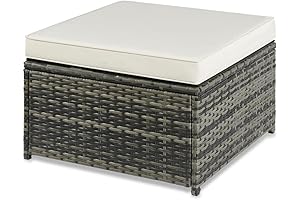 YIYAN White Wicker Ottoman