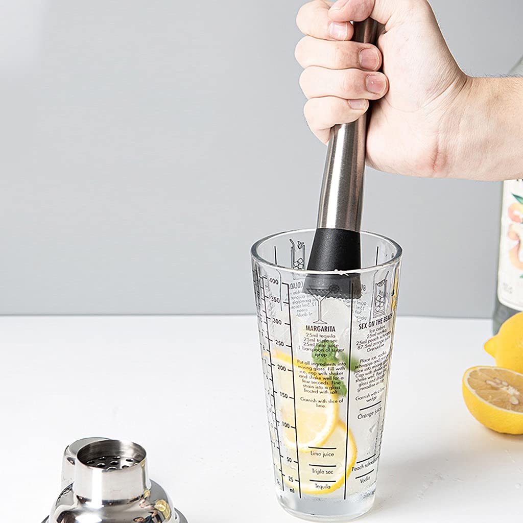 Shaker Cocktail Shaker Cocktail, Buvez des Recettes Mixerermartini mesurées Mélange en Verre et en Acier Inoxydable Shaker, Meilleur Cadeau for débutant Set à Cocktail