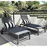 PURPLE LEAF Sonnenliegen 2er Set mit Tisch, Grau