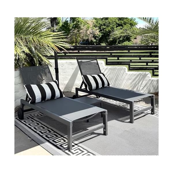 PURPLE LEAF Sonnenliegen 2er Set mit Tisch, Grau