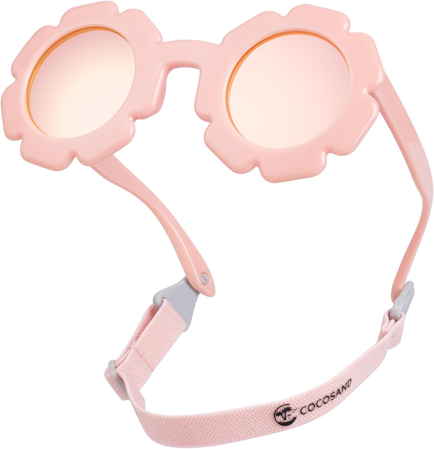 COCOSAND Toddler Sunglasses with Strap Polarized Lens Retro Flexible Flower Frame for Baby Kids Boys Girls Age 3-24 Months