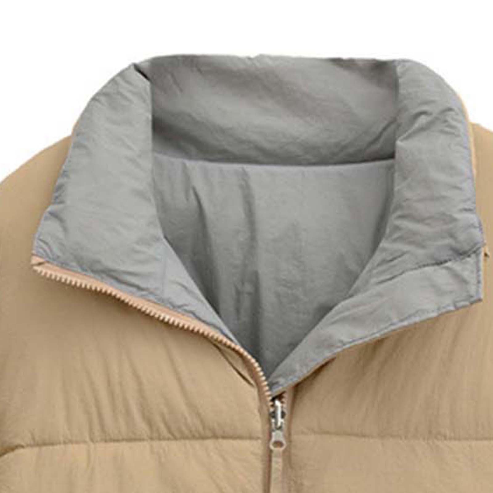Vestes matelassées courtes pour femme – Manteaux matelassés et réversibles – Manteau d'hiver chaud en duvet – Manteau à capuche avec col montant et fermeture éclair – Manteau léger et décontracté
