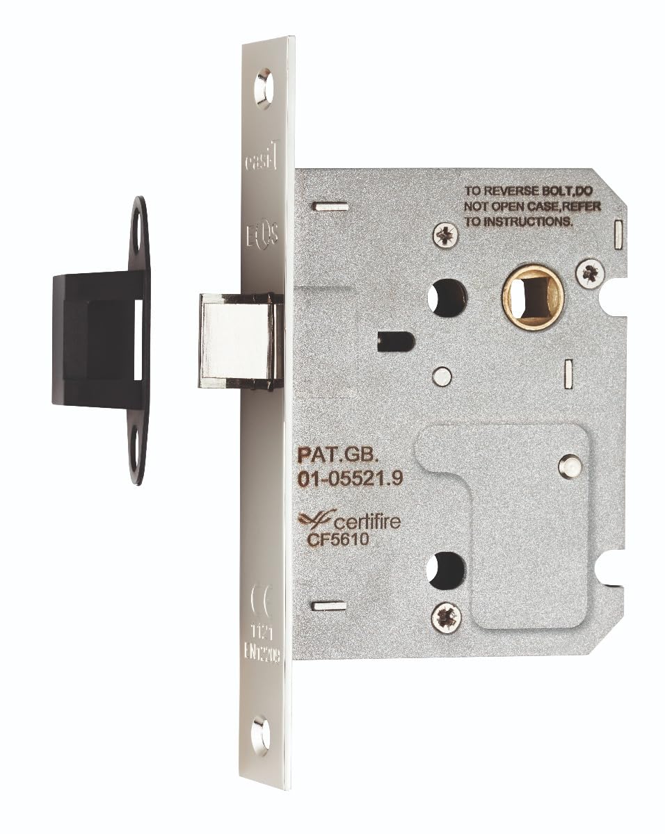 Kooples Hardware Easi-T Residential Upright Latch – Internal Mortice Latch for Lever Handles – Vertical Latch Case (Nickel Plate, 76mm)