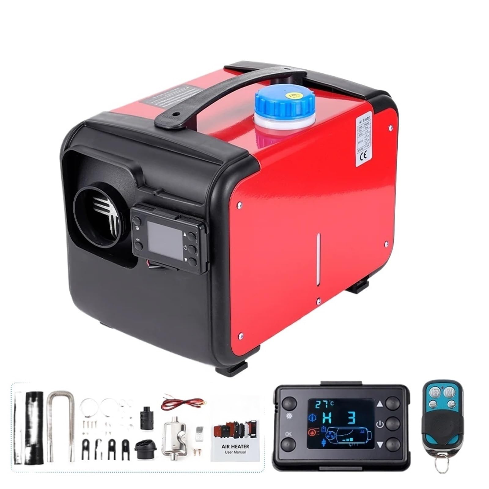 riscaldatore Diesel all-in-One Riscaldatore d'Aria Diesel da 12 V, riscaldatore per Auto, parcheggio, 5-8 kW, con silenziatore e Telecomando, per, Camion, Barche, Camper