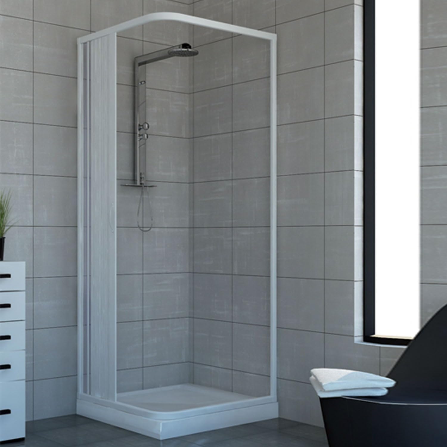 Box doccia 70x70 in PVC mod. Acquario con apertura laterale