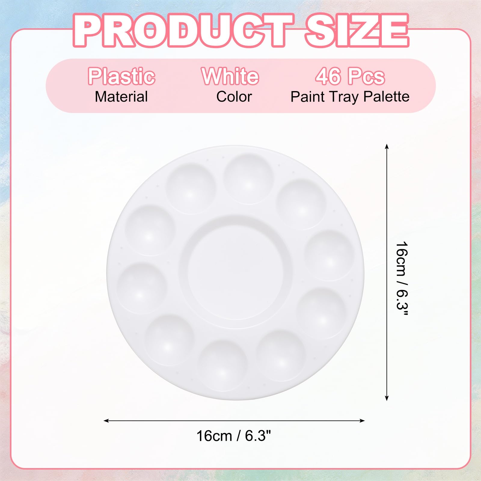 sourcing map Paleta de bandeja de pintura, paleta de acuarela de plástico redonda de 10 pozos, bandeja de pintura para manualidades, clase de arte, suministros de fiesta, soporte de pintura (blanco