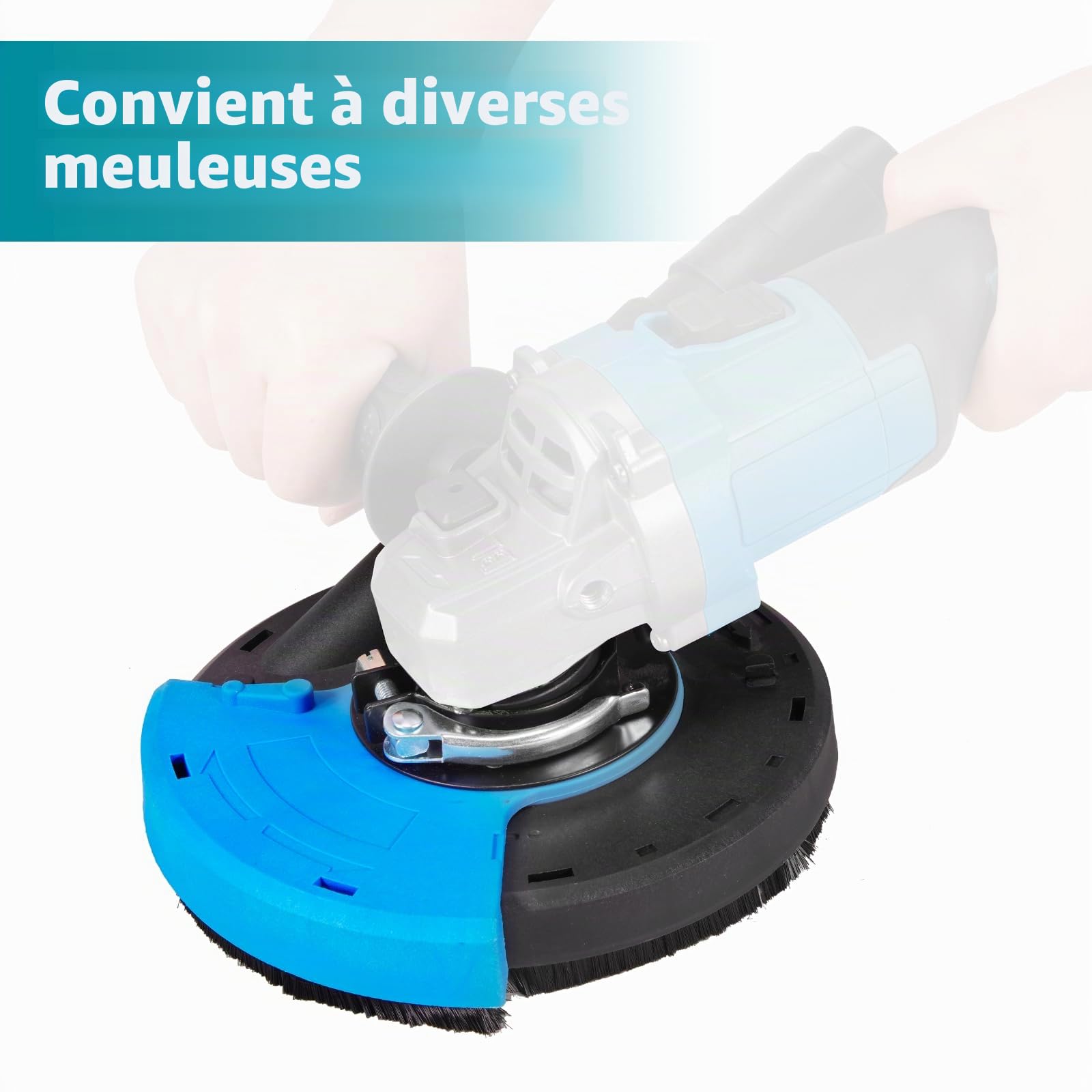 ONEVAN Kit de tête de meuleuse diamantée, ponceuse à béton, protection d'aspiration universelle pour meuleuse d'angle 125 mm avec couronne de brosse remplaçable, travail sans poussière pour béton