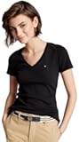 Women Short Sleeve V-Neck Solid Cotton Tee