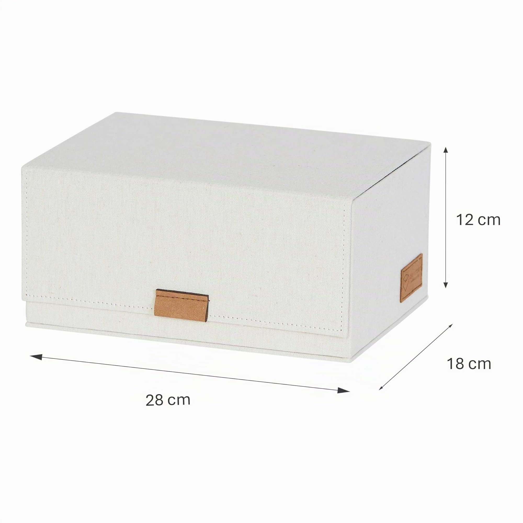 LOVE IT STORE IT - Premium - Scatola porta foto 3 scomparti 28x18x12 cm con coperchio incernierato magnetico, tessuto lino, elegante per ufficio, soggiorno o studio | Organizer con 3 scomparti e coperchio ribaltabile in tessuto di lino, chiusura magnetica