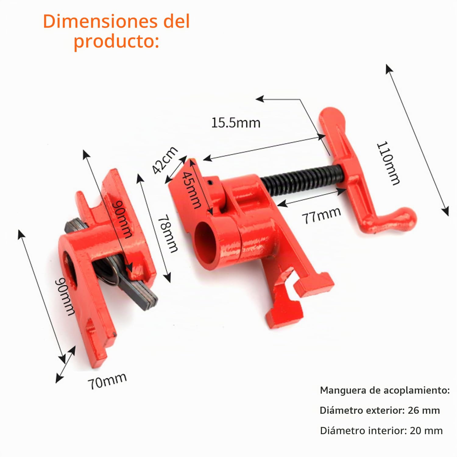 8 Piezas Abrazadera de Tubo 3/4" para Carpintería - Sargentos de Metal