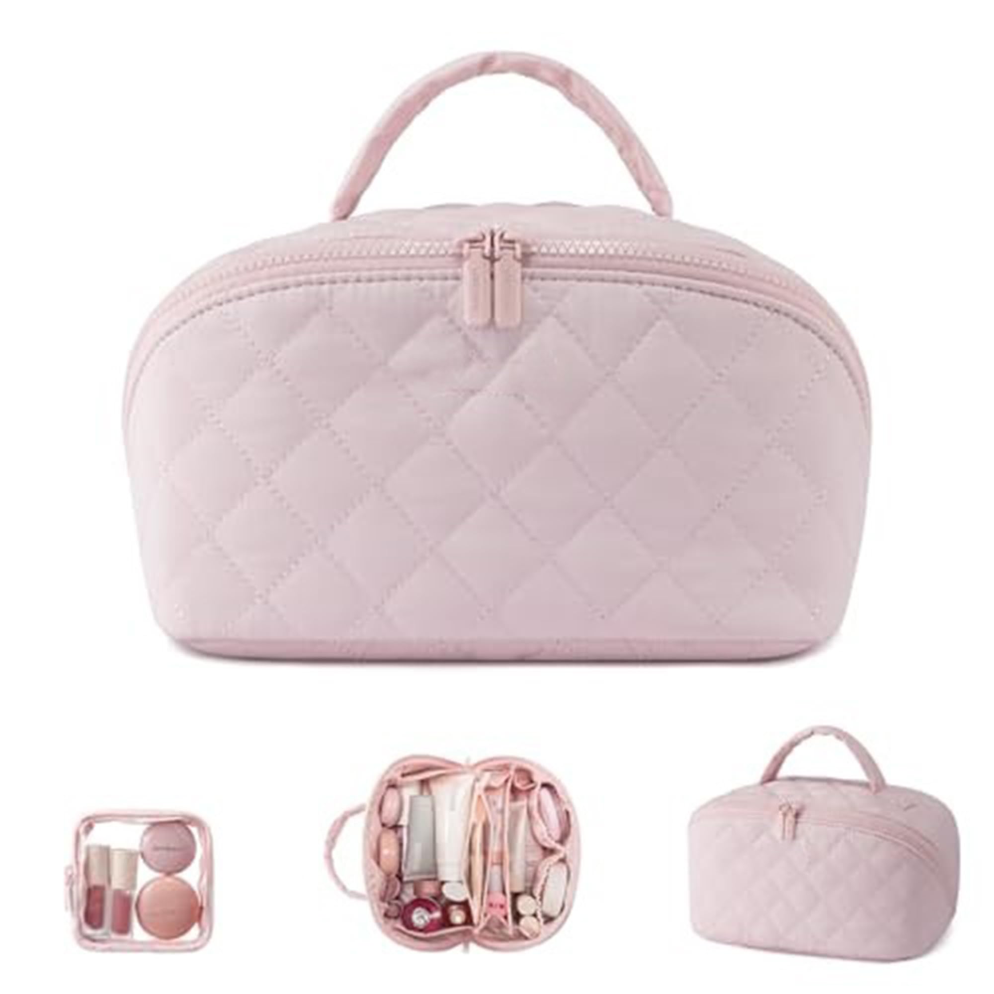 Cosmetic Storage Toiletry Bag, Large Capacity Makeup Bags Waterproof Multifunction Cosmetic Bag Make Up Organizer Storage Gift for Girls Women Pink