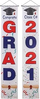 Graduation Porch Sign Congrats Grad Class of 2021 Home Outdoor Indoor Hanging Banner Yard Porch Decor for Graduation Party Decorations